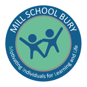 Circular logo consisting of 2 stick people jumping