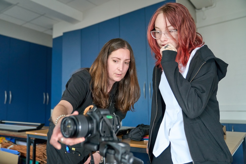 students using camera