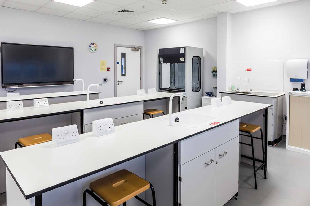 individual workstations in a science lab