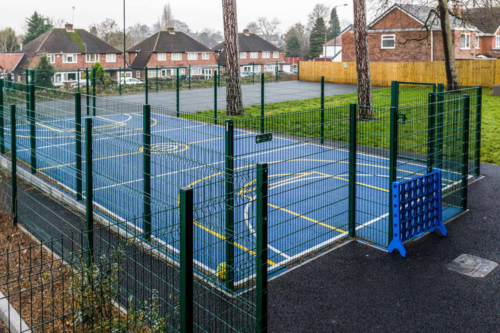 outdoor sports court fenced in